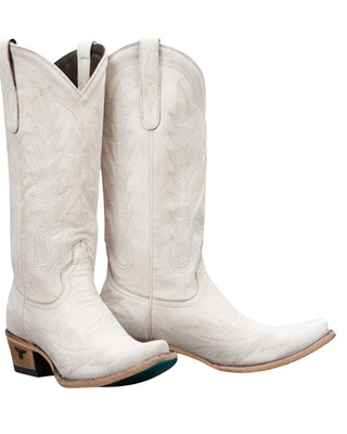 Pre-owned Lane Women's Lexington Leather Western Boot - Snip Toe - Lb0488d In White