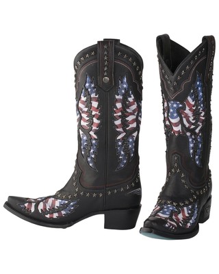 Pre-owned Lane Women's Old Glory Western Boot - Snip Toe - Lb0414a In Black