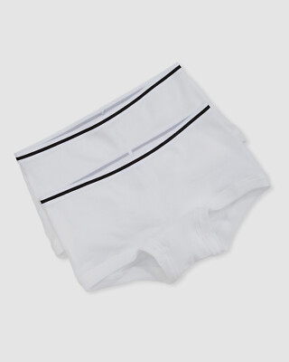 $90 Bella by Cosabella Girl's White 2-Pack Tween Boyshort Brief Underwear Size S