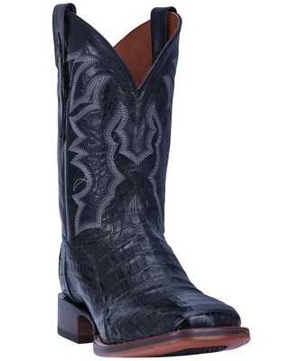Pre-owned Dan Post Men's Kingsly Exotic Caiman Western Boot - Broad Square Toe Black 8.5