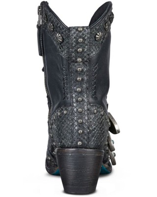 Pre-owned Lane Women's Showdown Rattle Western Booties - Snip Toe Black 9 M