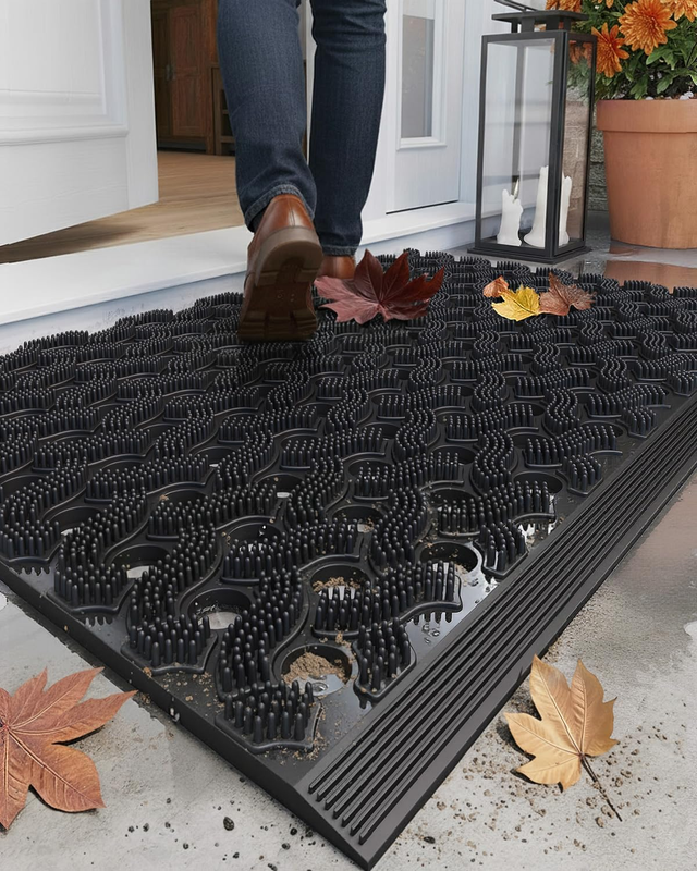 Outdoor Door Mat 43X75Cm Heavy Duty Welcome Mat,Black
