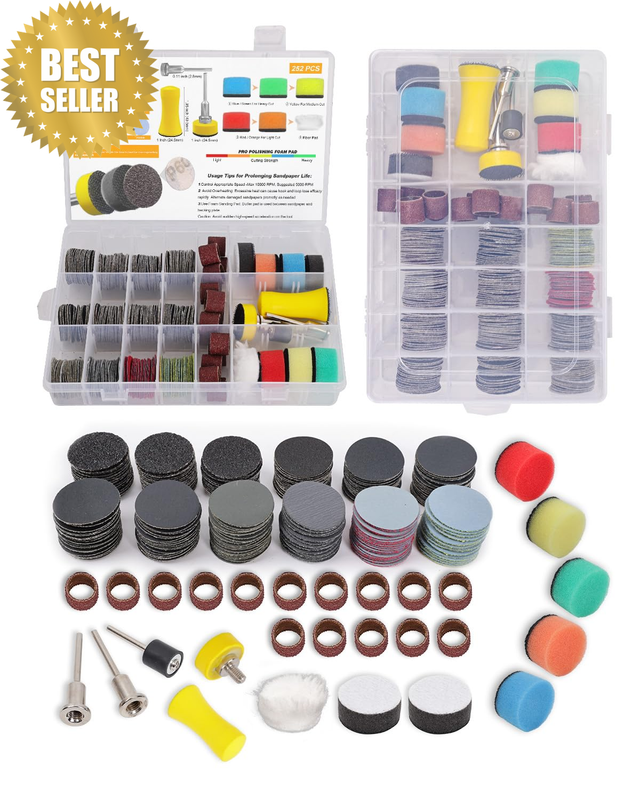 268 PCS 1 Inch Wet Dry Sanding Discs and Drums for Dremel Sanding Bits, Hook and