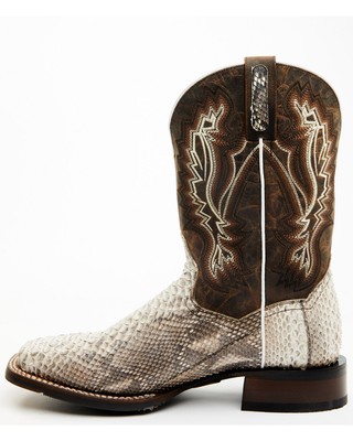 Pre-owned Dan Post Men's Brutus Exotic Python Western Performance Boot Broad Square Toe In Beige