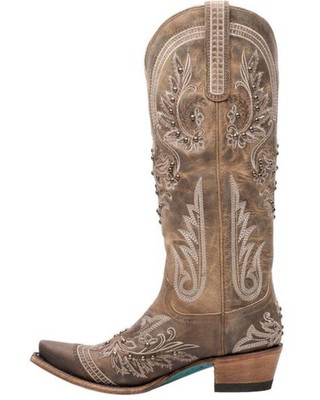 Pre-owned Lane Women's Santorini Western Boot - Snip Toe - Lb0445b In Brown