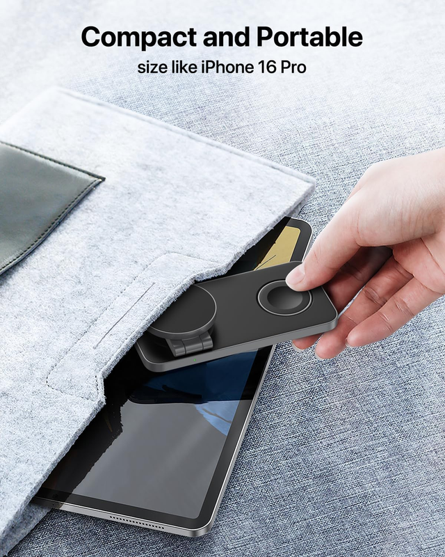 3 in 1 Wireless Charging Station, Magnetic Foldable Fast Mag-safe Charger Stand