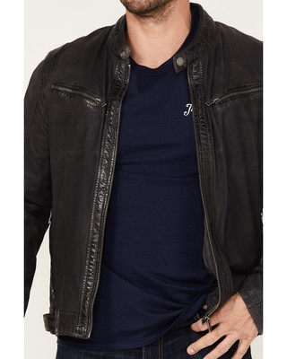 Pre-owned Mauritius Leather Men's Biker Jacket - Tamio Rf-gry X-large In Gray