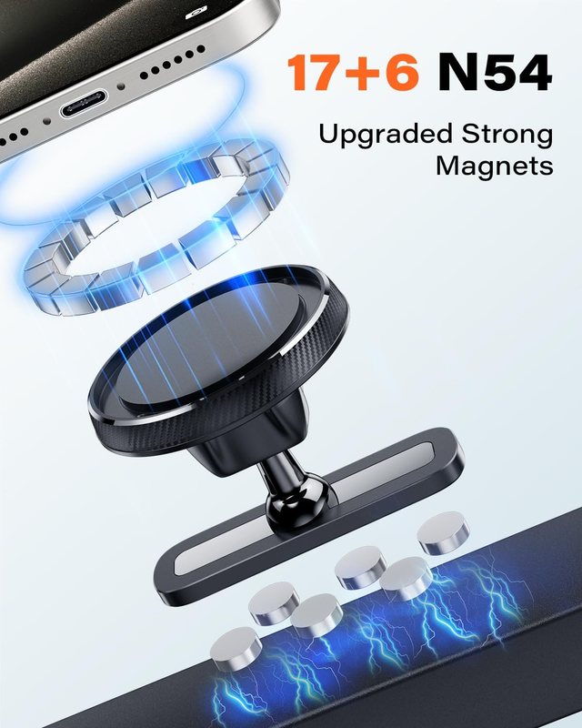 Magnetic Phone Holder for Gym, Alloy Base & Ball Joint, Attach to Metal Surfaces