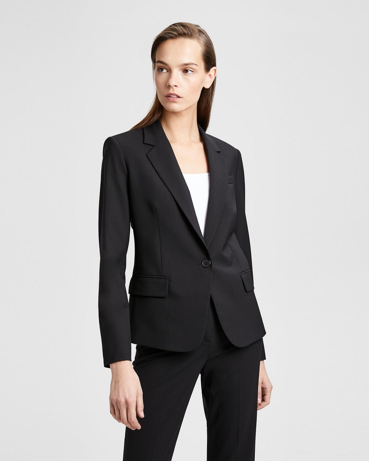 Theory Black Blazer Gabe B 2 Urban Wool Stretch Blend Sz 10 Theory Black Blazer Gabe B 2 Urban Wool Stretch Blend Sz 10