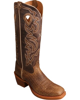 Pre-owned Twisted X Men's Buckaroo Western Boot - Broad Square Toe - Mbk0030 In Brown