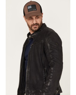 Pre-owned Mauritius Leather Men's Biker Jacket - Tamio Rf-gry X-large In Gray