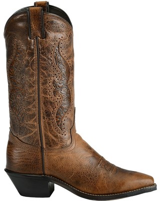 Pre-owned Abilene Women's Hand Tooled Inlay Western Boot - Snip Toe - 9141 In Brown