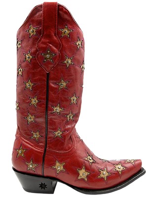 Pre-owned Star Women's Marfa Western Boot - Snip Toe - Wbsn001 In Red