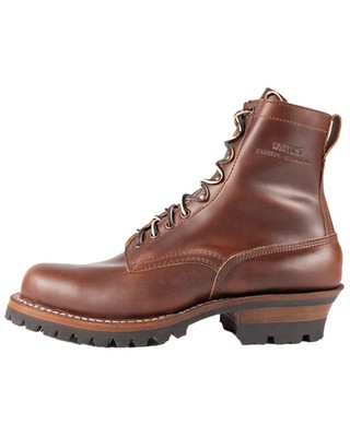 Pre-owned Whites Whit's Boot Men's Logger 7&quot; Lace-up Work Boot - Round Toe - C355-v-dsbrit In Brown