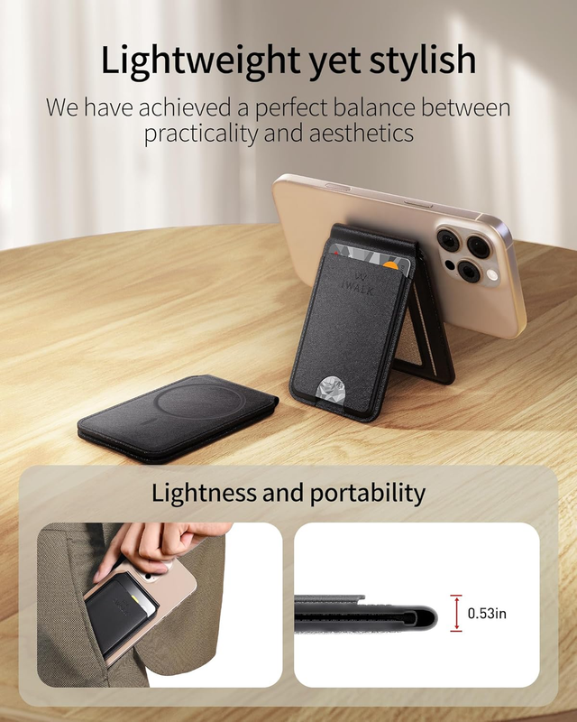 Magsafe Wallet with Adjustable Stand, 5 Card Holder for Phone, RFID Blocking Mag