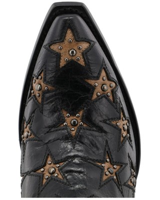 Pre-owned Star Women's Marfa  Inlay Studded Leather Western Boot - Snip Toe - Wbsn012 In Black