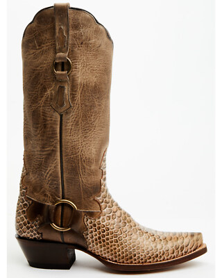 Pre-owned Dan Post Women's Faux Python Tall Western Boot - Snip Toe - Dp4393 In Yellow