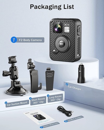 BOBLOV Police Body Camera with Audio GPS WiFi Camcorder Car Dash Cam Dual Screen