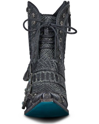 Pre-owned Lane Women's Showdown Rattle Western Booties - Snip Toe Black 9 M