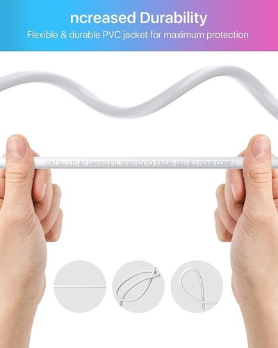 ZOSI 60ft 100ft 150ft High Speed Cat5e Ethernet Cable Network RJ45 wire cord POE