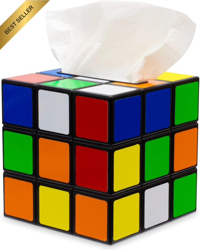 Magic Cube Tissue Box Cover - Decorative Holder for Square Tissue Boxes with a S