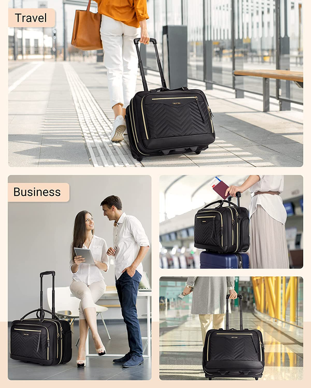Rolling Laptop Bag, Wheeled Briefcase for Business Travel, Roller Bag