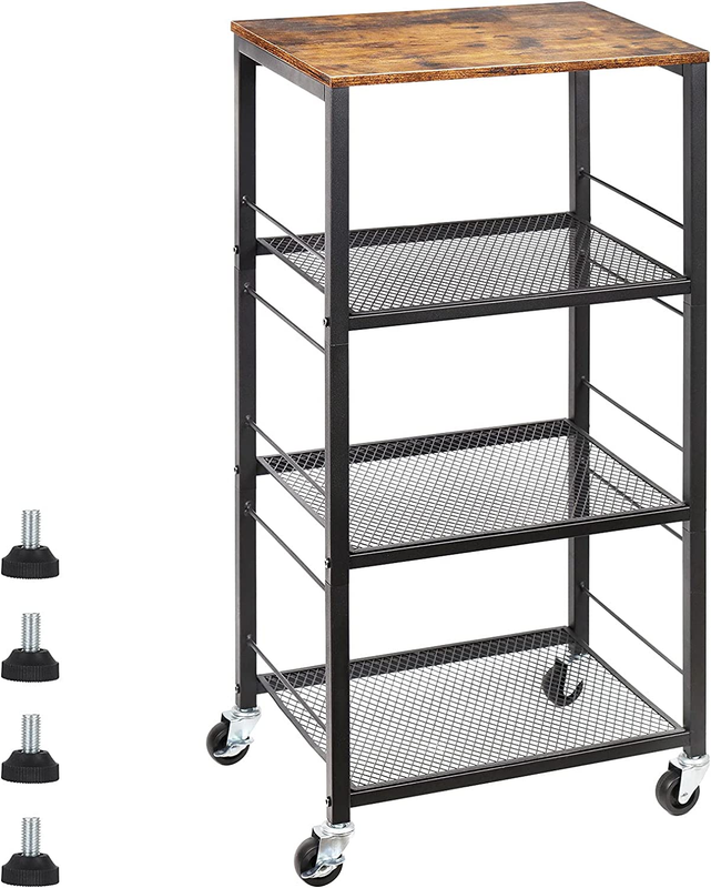Kitchen Baker'S Rack Microwave Cart 4-Tier Island Serving Bar Cart on Wheel Indu