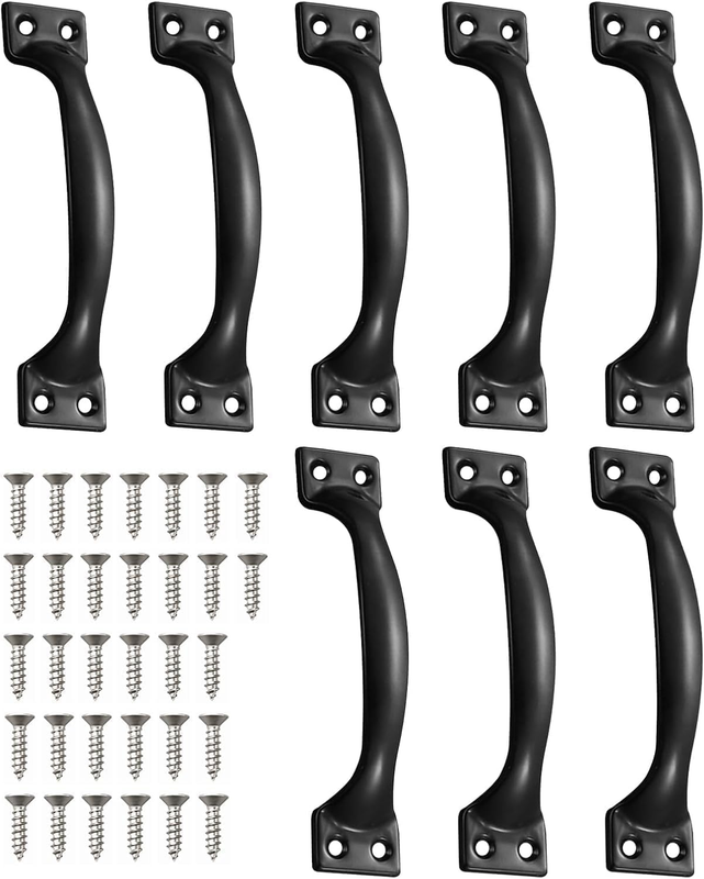 8 Pieces of Black 6-Inch Antique Vintage Barn Door Handles, Cabinet Hardware Pul