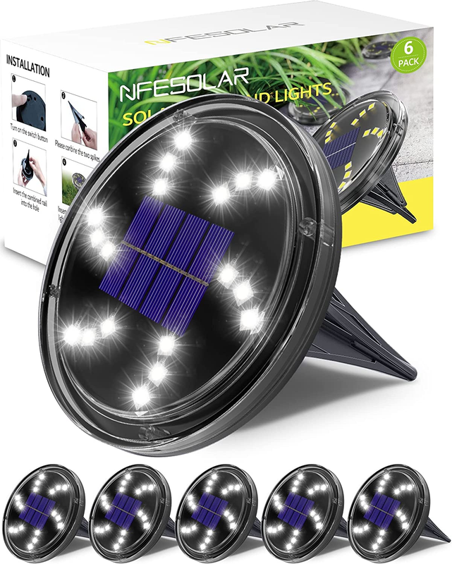 Outdoor Waterproof 18 Leds, 6 Pack Bright Flat Solar Lights