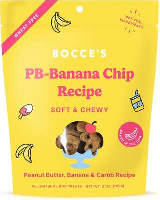 PB Banana Chip Recipe Treats for Dogs, Wheat-Free Everyday Dog Treats, Real Ingr