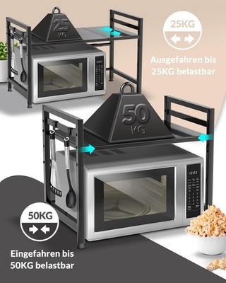 Heldenwunder Mikrowellenregal 2-stufig schwarz Küchenregal