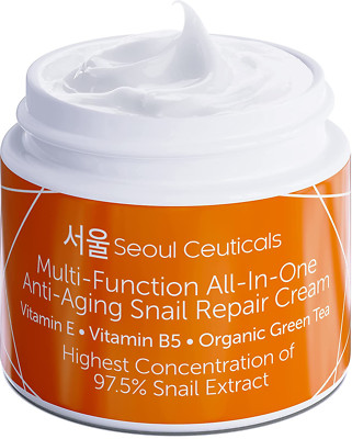 Korean Skin Care 97.5% Snail Mucin Moisturizer Cream - K Beauty Snail Repair 2Oz
