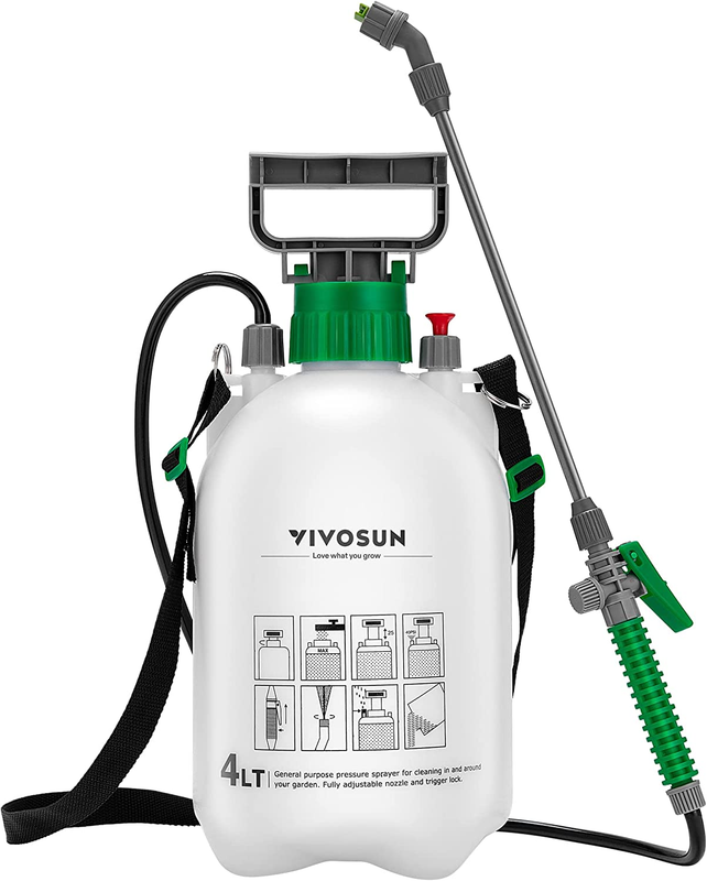 1 Gallon Pump Pressure Sprayer, 4L Pressurized Lawn & Garden Water Spray Bottle