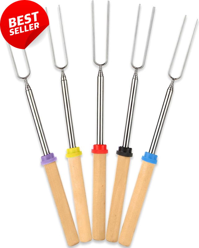 5 Pack Smores Sticks for Fire Pit 32in Marshmallow Roasting Skewers