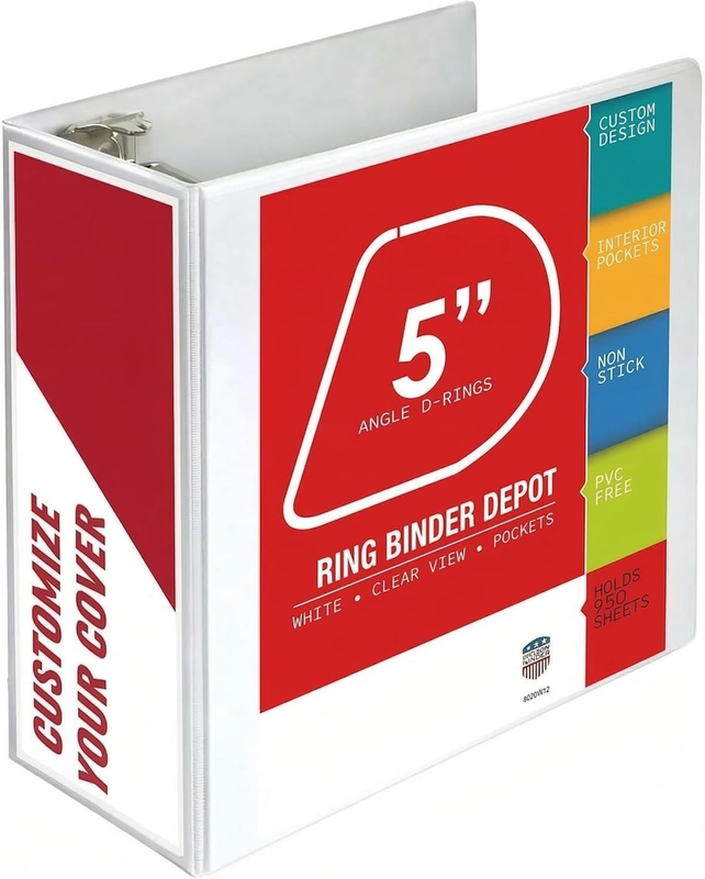 3 Ring Binder, Professional Angle D Ring Binder 5 Inch, Presentation Folder for