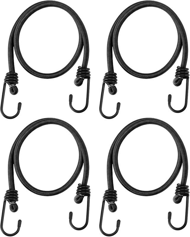 60 Cm Bungee Cord with Hooks - 4 Pack Heavy Duty Elastic Rope Straps, Superior R