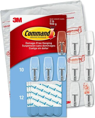 Command Medium Wire Toggle Hooks 10 clear Hooks and 12 Command Strips