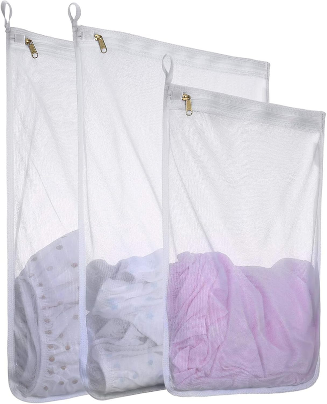 Delicates Laundry Bags, 3 Pack Fine Mesh Wash Bags with Premium Zipper, Durable