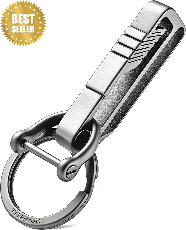 Titanium Belt Clip Key Clip with Key Ring, Key Chain Clip Belt Key Holder Black