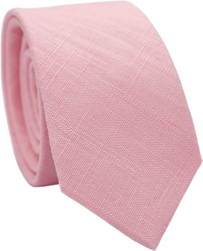 Men'S 2.5 Inch Skinny Solid Cotton Linen Ties