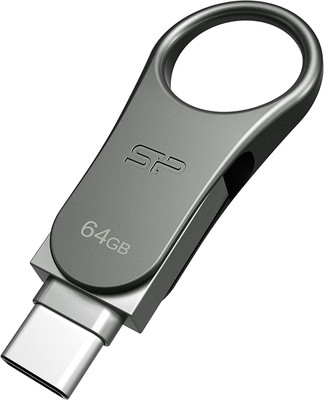 Silicon Power C80 64GB Flash Drive Type C Swivel Dual Flash Drive (USB-A 3.0 / U
