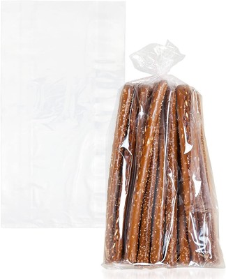 Jumbo Poly Bakery Bread Bags Clear Gusseted Bags 10x8x24 -0.75 Mil - 100 Pack
