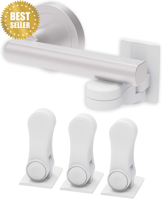 Child Proof Door Lever Lock - Door Handle Lock - 3M Adhesive - Minimalist Design
