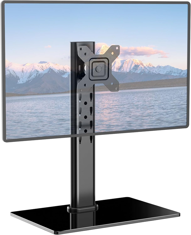 Single Monitor Stand, Height Adjustable Monitor Mount, Freestanding Desk Monitor