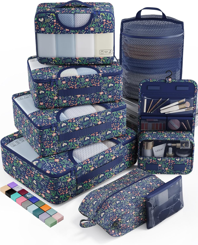 8-Pc Travel Packing Cubes Luggage Organizer Bags with Laundry ...