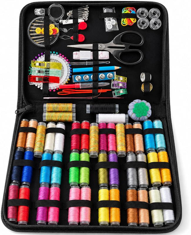 230PCS Portable Sewing Kit - Compact Sewing Accessories Organizer for Home Repai