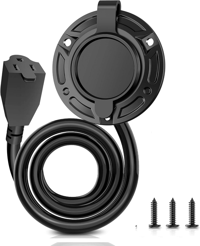 15Amp 250V RV Shore Power Inlet Charger Plug, Waterproof RV Electrical Outlet fo