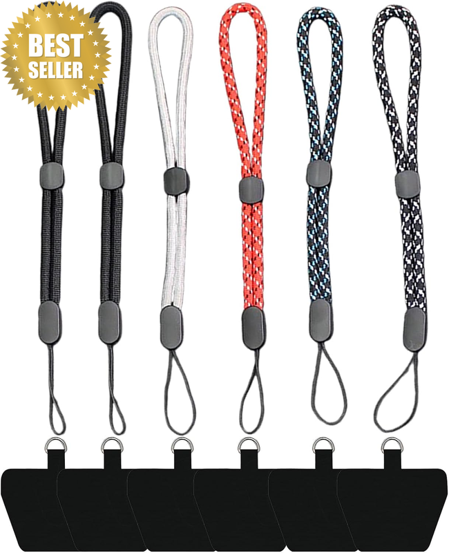 6 Pcs Hand Wrist Strap Lanyard,Cell Lanyard, plus 6 Adhesive Tether Tabs.Adjusta