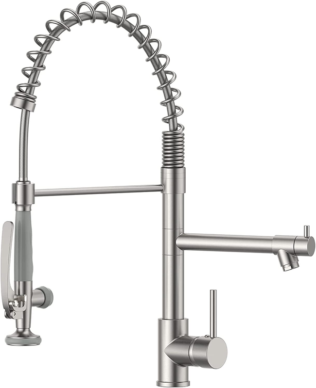 Commercial Pull down Kitchen Sink Faucet with Sprayer Brushed Nickel