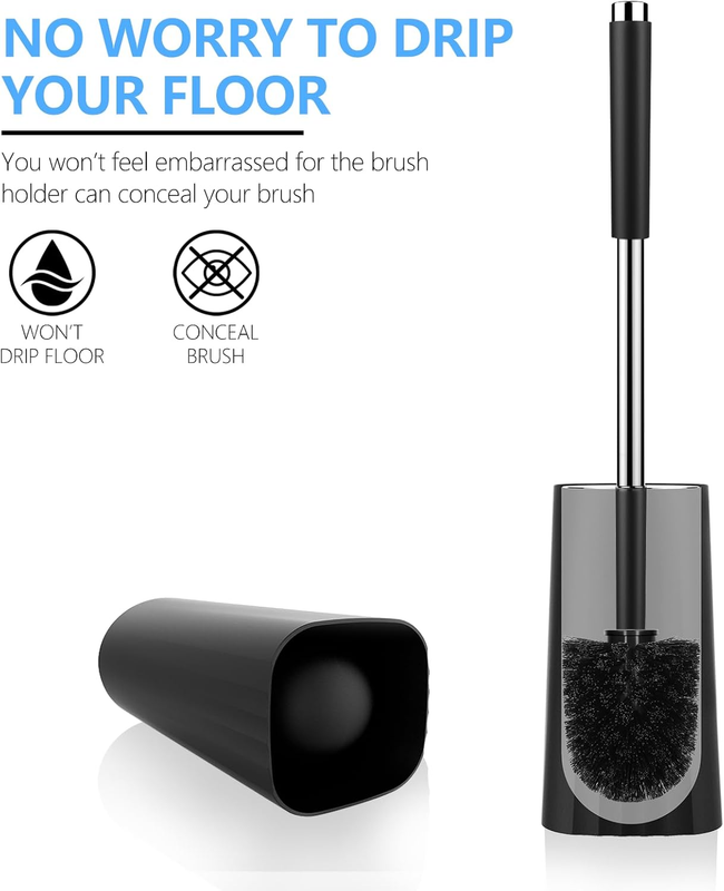 Toilet Brush, Compact Size Toilet Bowl Brush and Holder Toilet Brushes for Bathr